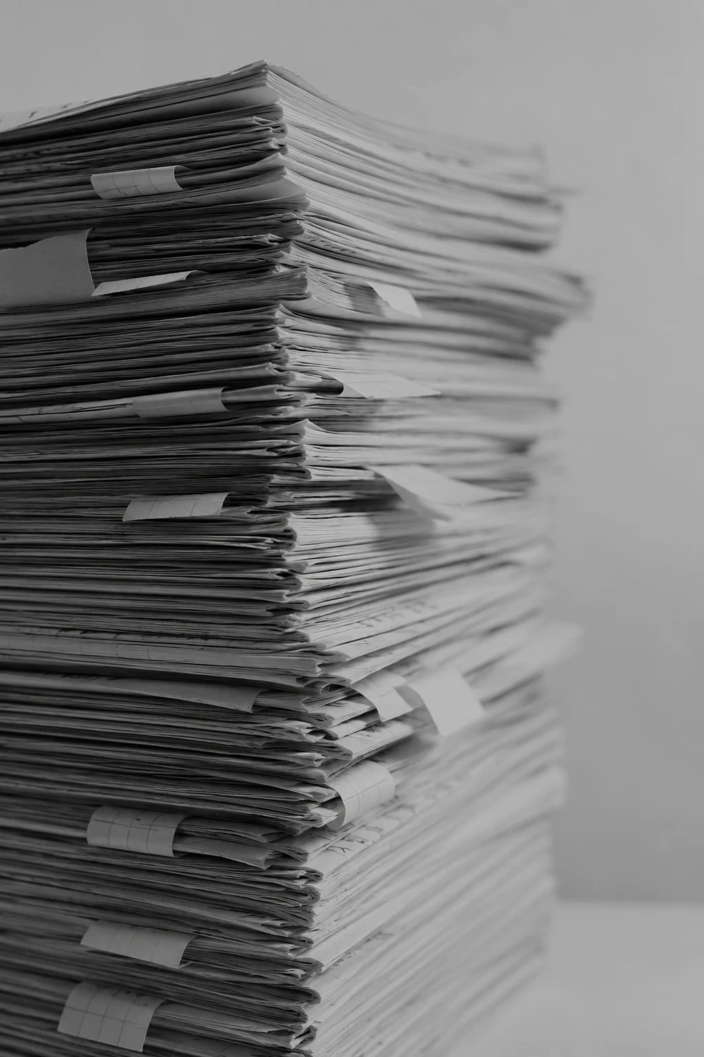 A stack of handwritten pages with bookmarks